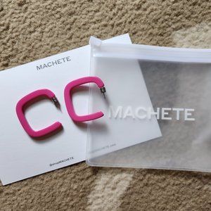 Machete Barbie pink rectangle hoop earrings